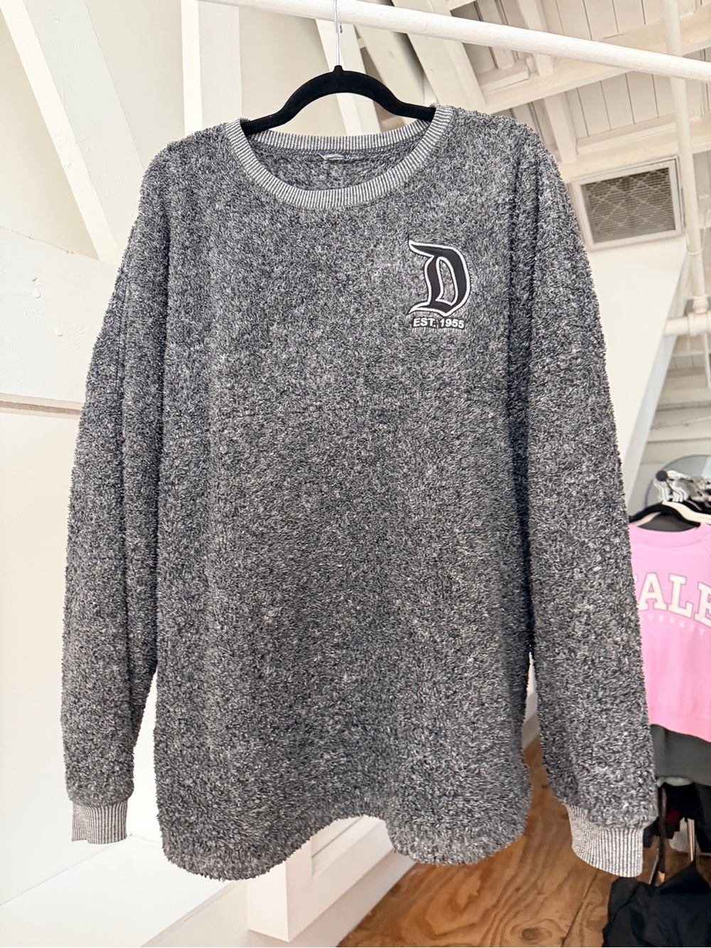 Disney Gray Plush Crewneck Sweater